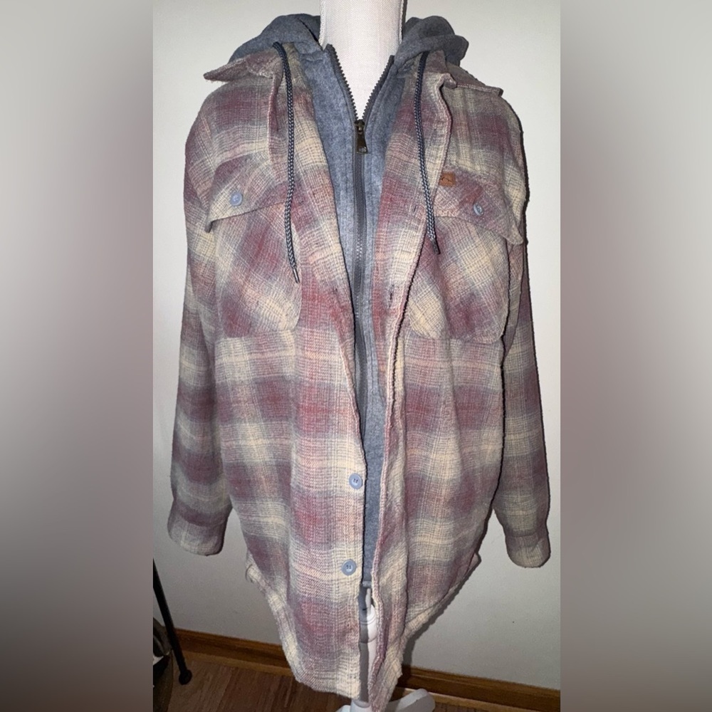 Mountain Ridge Plaid Hooded Jacket. Size Medium. GUC